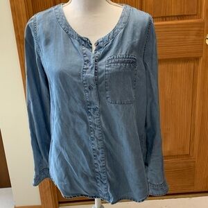 NYDJ chambray button down shirt hard to see sm run pic #5 SM tunic